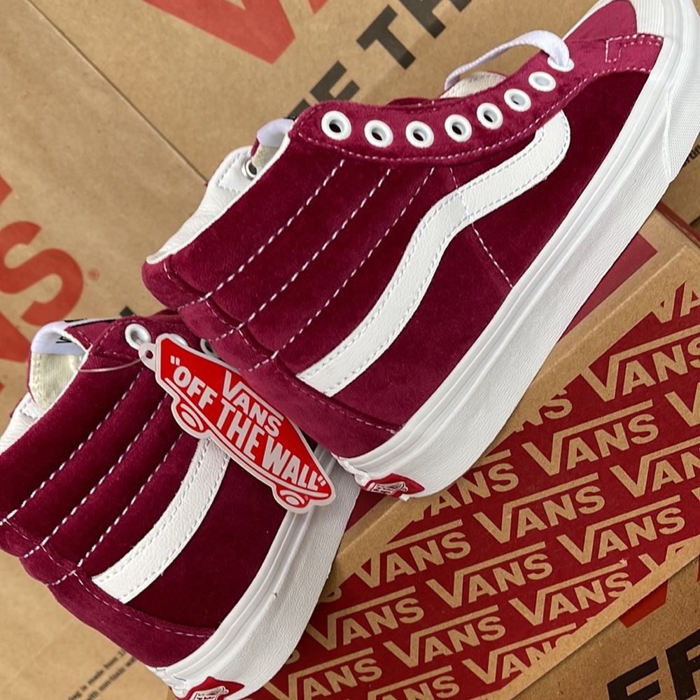 Vans Sk8-Hi Reissue 13 Velvet Beet Red/True White sneakers WMNS - Picture 15 of 16
